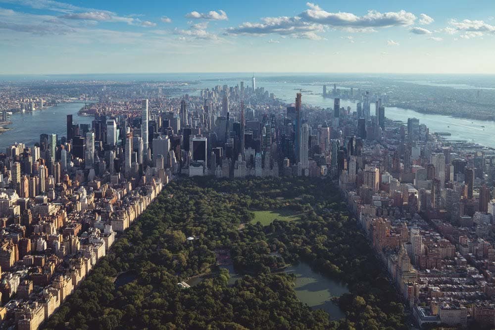 NYC and Central Park viewed from overhead